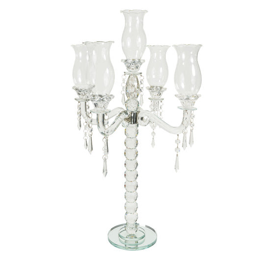 Crystal Candelabra 5 arm Glass Hurricane Globes