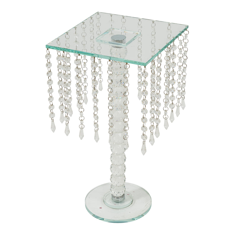 Square Crystal Chandelier Stand Centerpiece - 9.75" x 18.5"