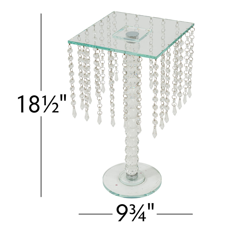 Square Crystal Chandelier Stand Centerpiece - 9.75" x 18.5"