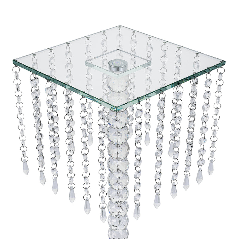 Square Crystal Chandelier Stand Centerpiece - 9.75" x 18.5"