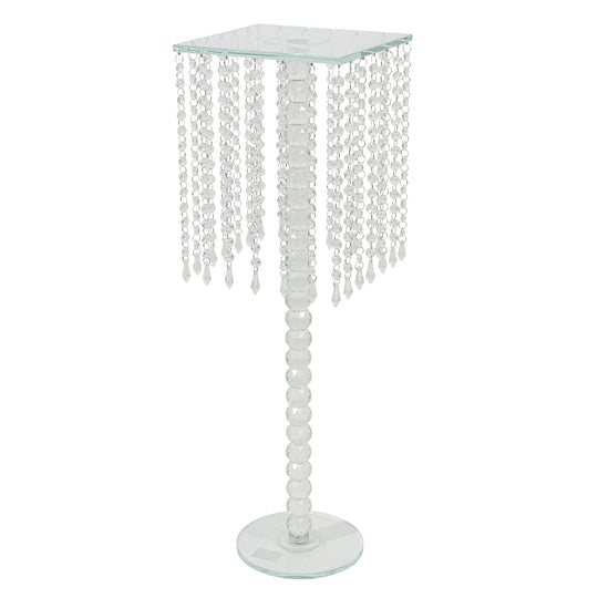 Square Crystal Chandelier Stand Centerpiece - 9.75" x 31"