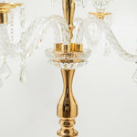 Crystal Candelabra 5 arm Glass Hurricane Globes 39" - Gold