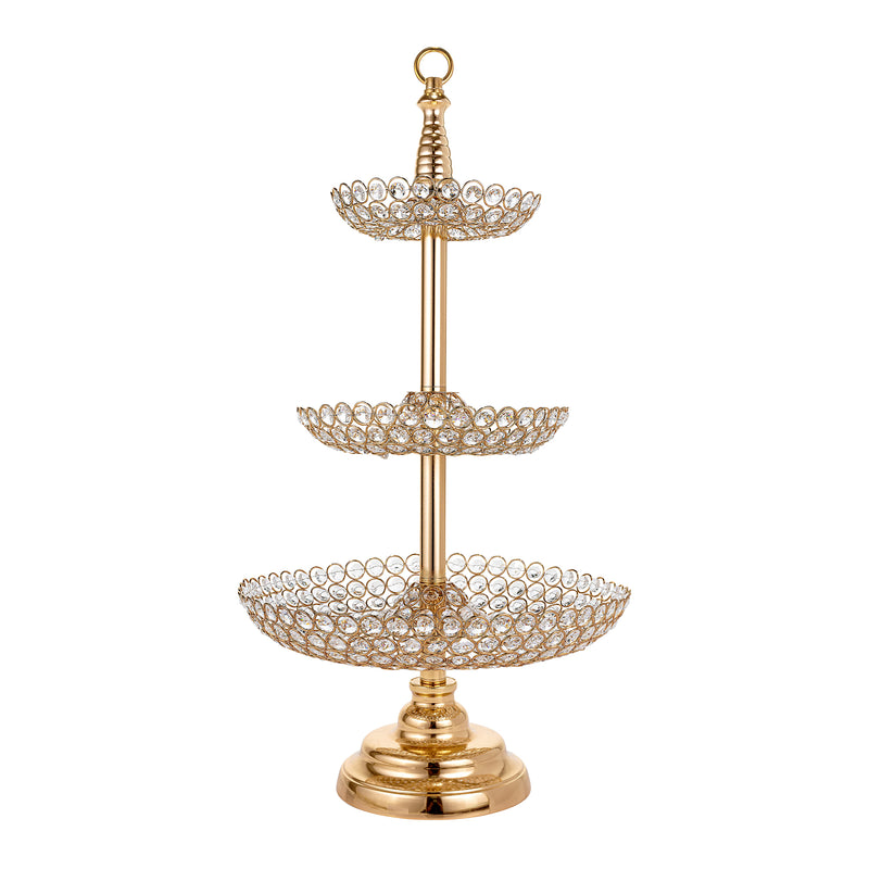 Crystal Treat Stand - 3 Tiers - Gold