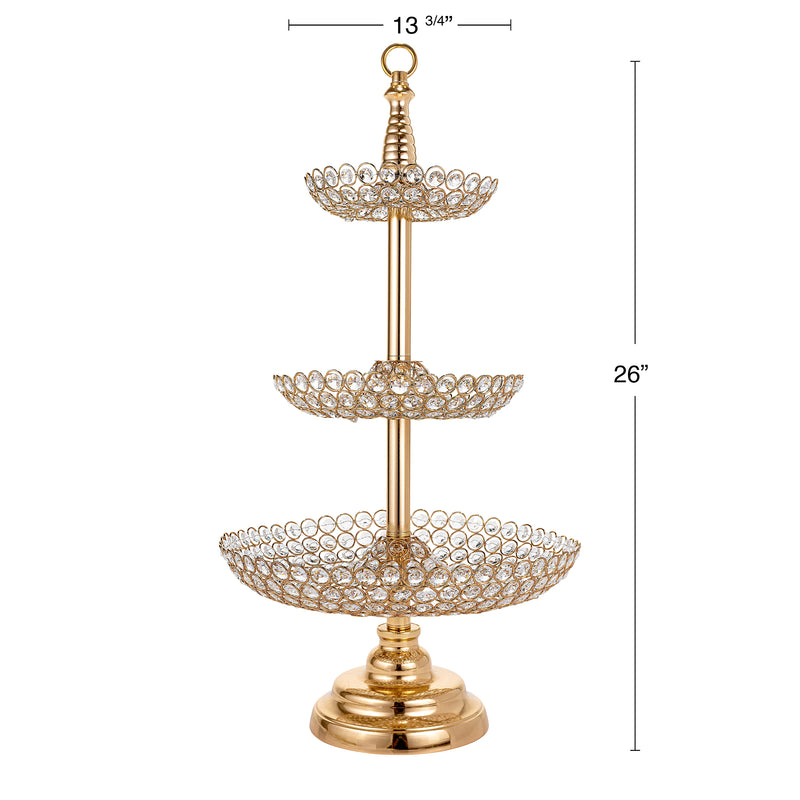 Crystal Treat Stand - 3 Tiers - Gold