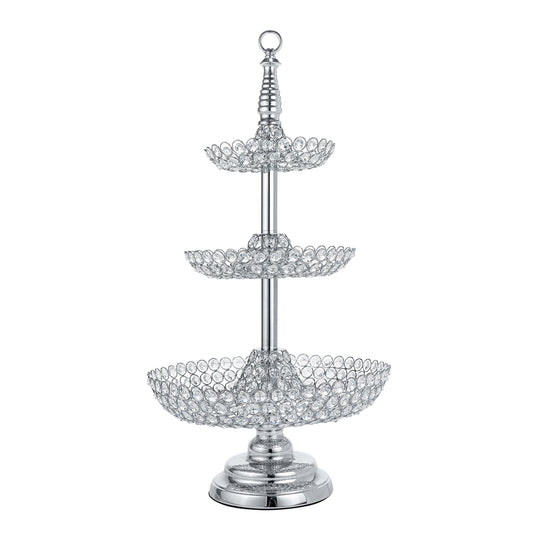 Crystal Treat Stand - 3 Tiers - Silver