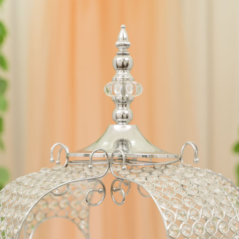 Crystal Beaded Pumpkin Carriage Centerpiece - Silver