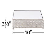 10 Inch Square Crystal Cake Stand - Silver - Events and Crafts-Simply Elegant