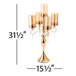 5 Arm Metal Cylinder Candle Holder 31" - Gold