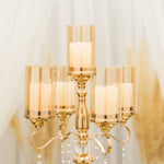 5 Arm Metal Cylinder Candle Holder 31" - Gold