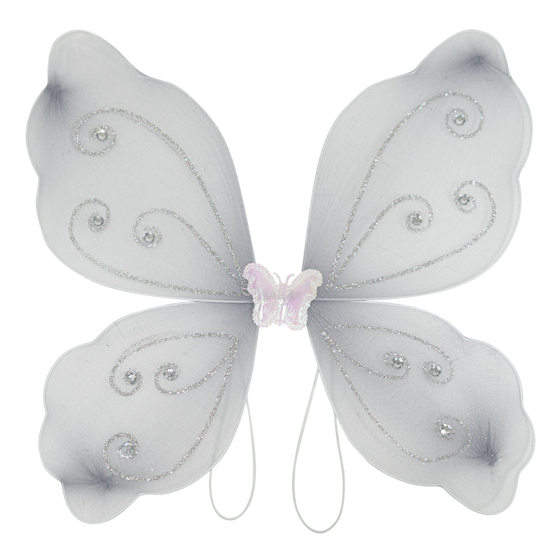 Nylon Butterfly Wings with Elastic 19" x 16" - Silver