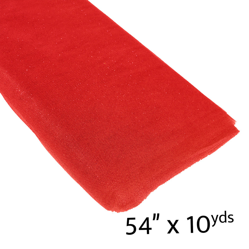 Glitter Tulle Bolt 54" x 10 yards - Red