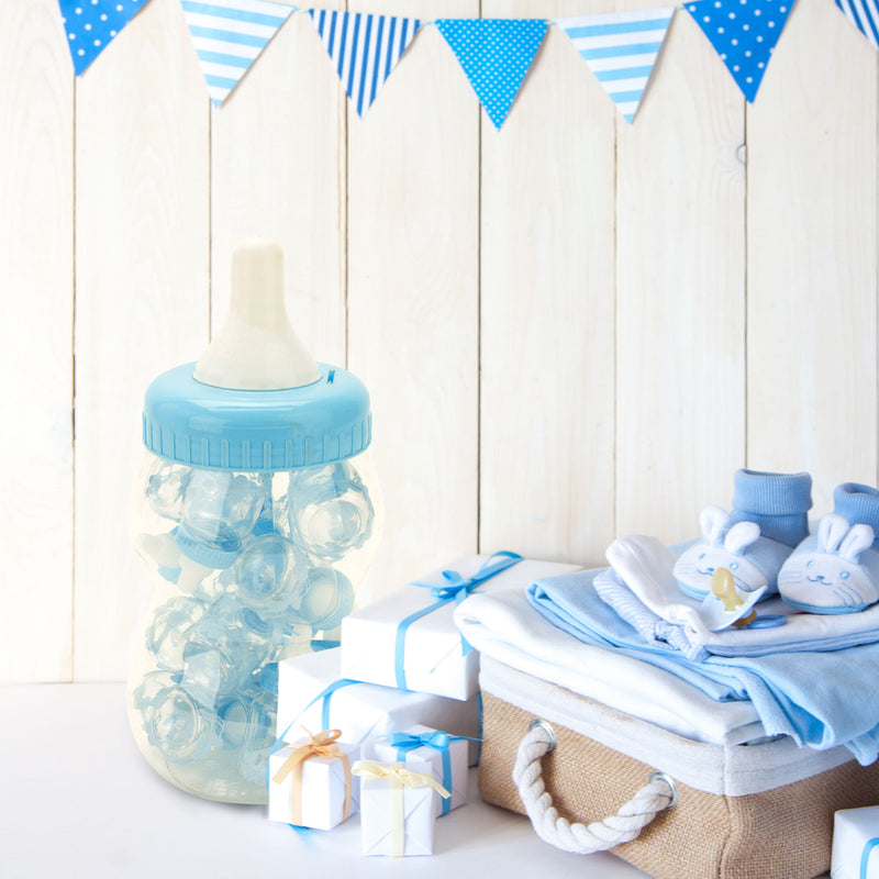 12" Baby Bottle Filled with Baby Bottle Favors - Blue