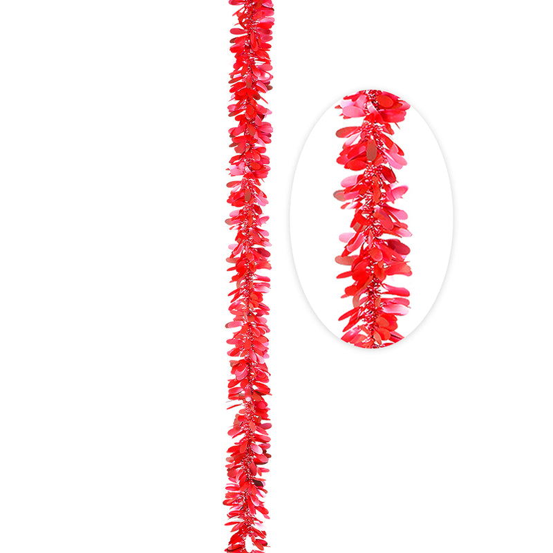 Matte Tinsel Party Garland 8ft - Red