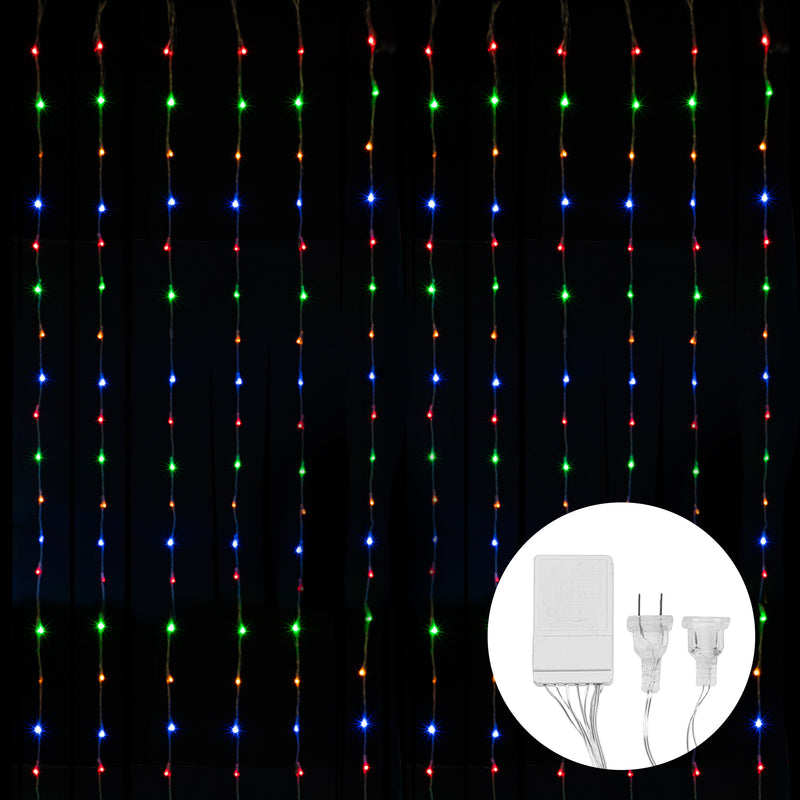 LED Waterfall Backdrop Curtain 600 LEDs 12ft x 8ft - Multicolor