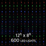 LED Waterfall Backdrop Curtain 600 LEDs 12ft x 8ft - Multicolor