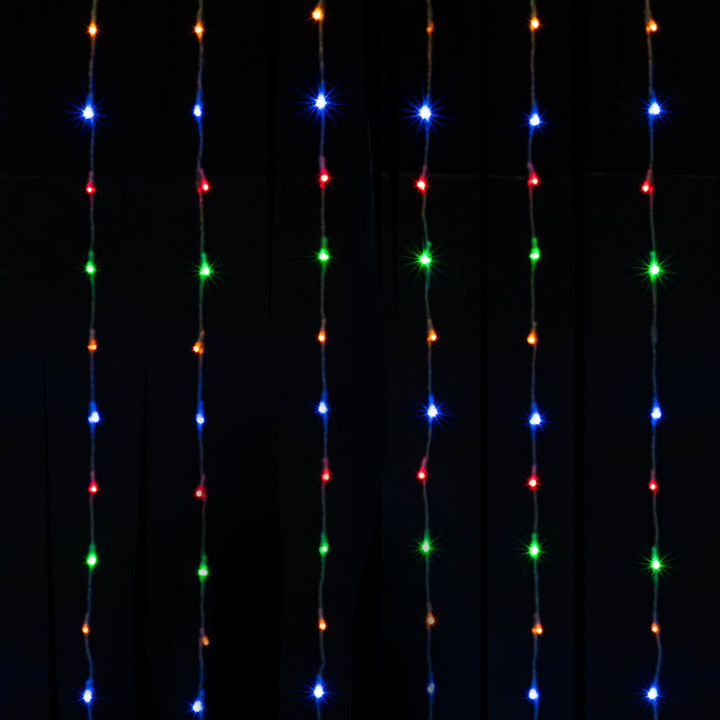 LED Waterfall Backdrop Curtain 600 LEDs 12ft x 8ft - Multicolor