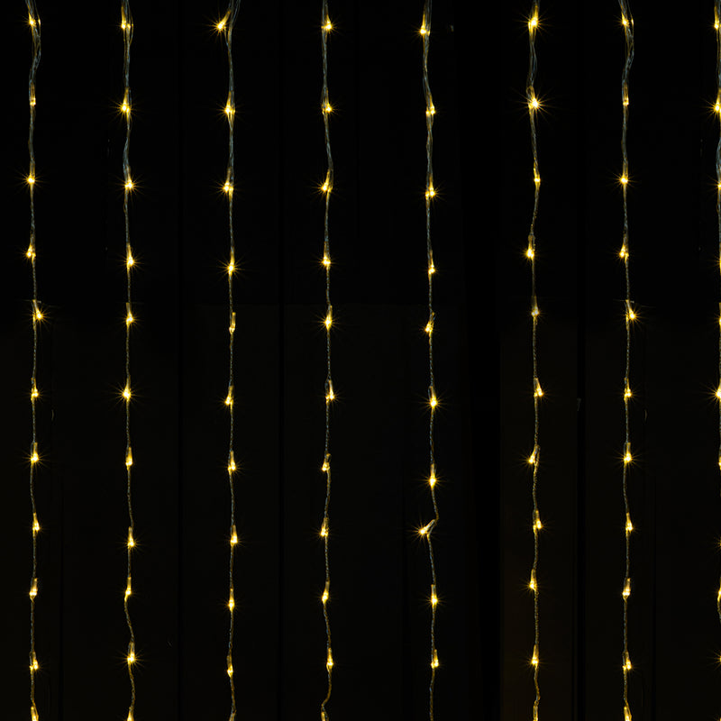 LED Waterfall Backdrop Curtain 600 LEDs 12ft x 8ft - Warm White