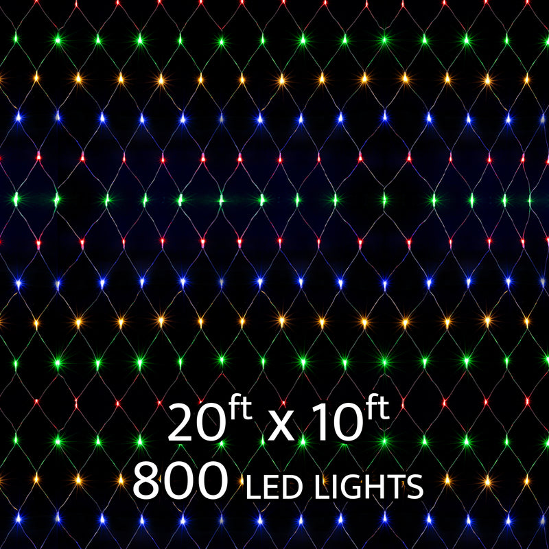 LED Net Lights 800 LEDs 20ft x 10ft - Multicolor