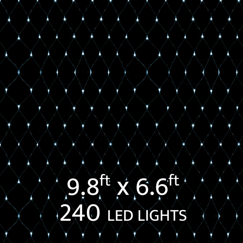 LED Net Lights 240 LEDs 9.8ft x 6.6ft - White