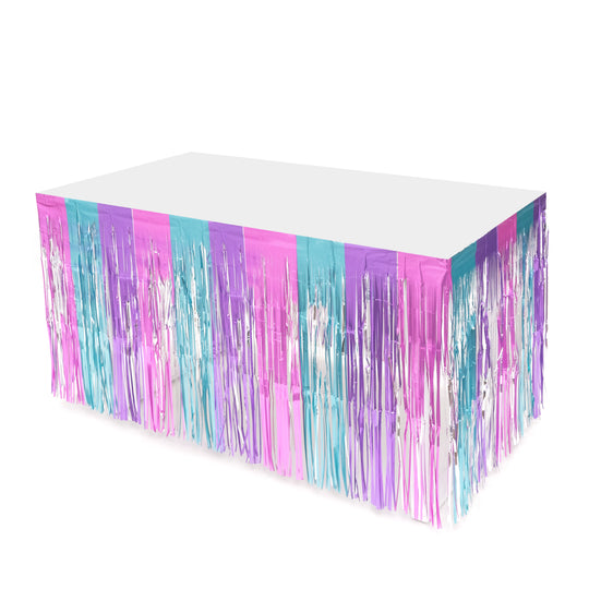 Metallic Fringe Table Skirt - Pastel Mutlicolor
