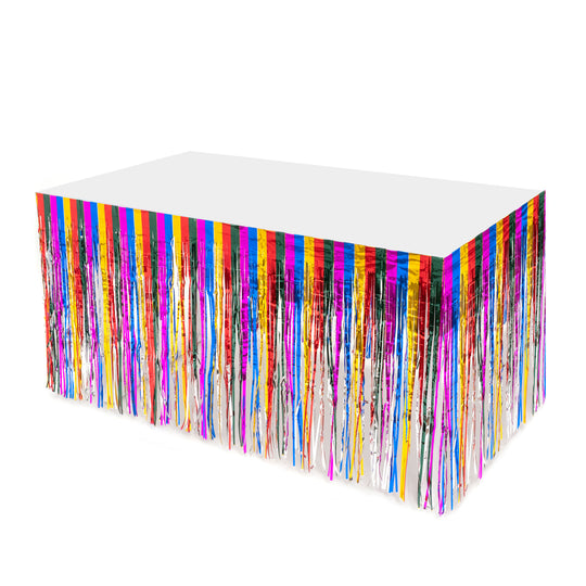 Metallic Fringe Table Skirt - Mutlicolor