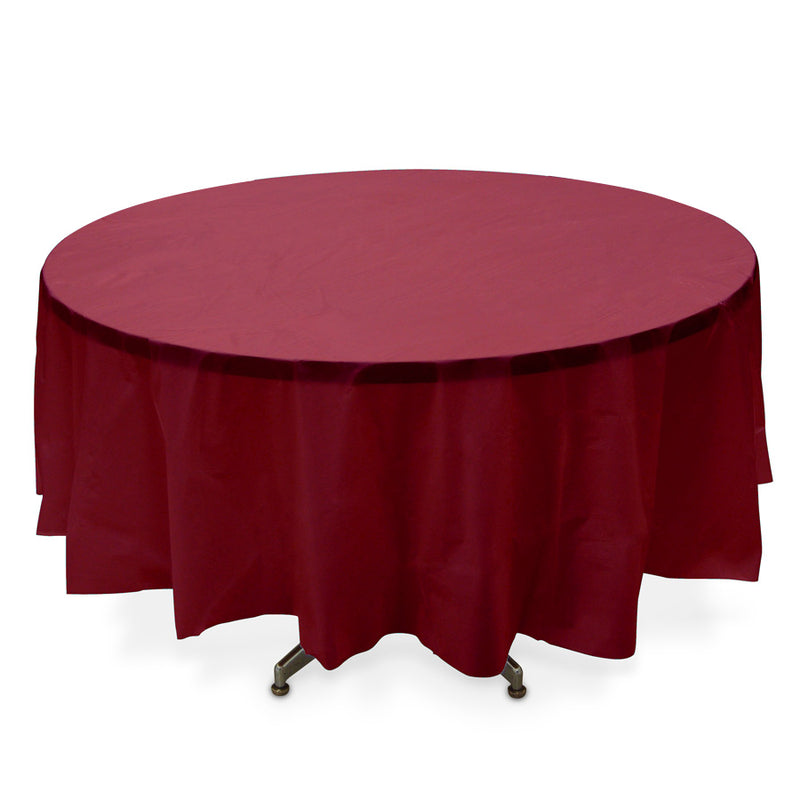 Round Plastic Table Cover - Burgundy - Pack of 12 - Events and Crafts-Celebra