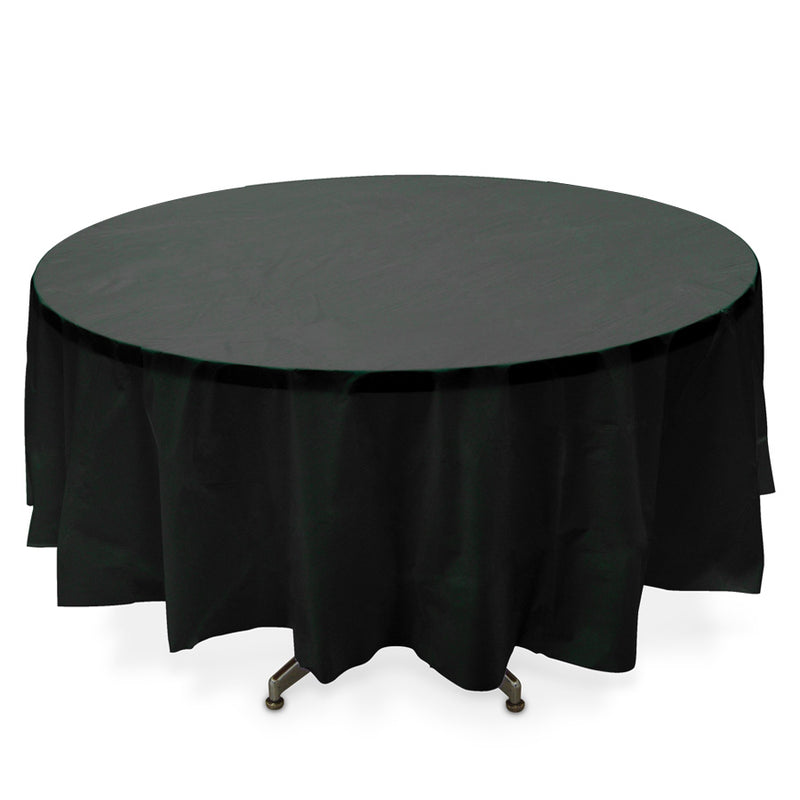Round Plastic Table Cover - Black - Pack of 12 - Events and Crafts-Celebra