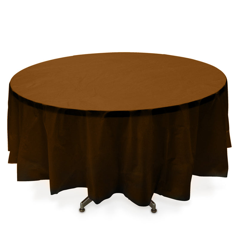 Round Plastic Table Cover - Brown - Pack of 12 - Events and Crafts-Celebra