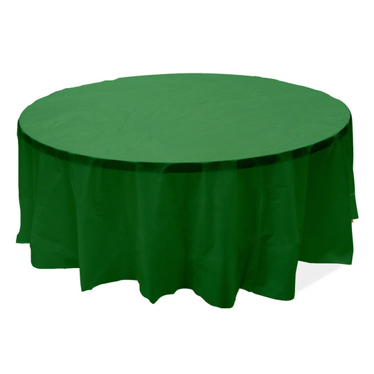 Round Plastic Table Cover 84" - Emerald Green - Pack of 12