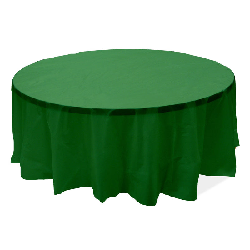 Round Plastic Table Cover - Emerald Green - Pack of 12 - Events and Crafts-Celebra