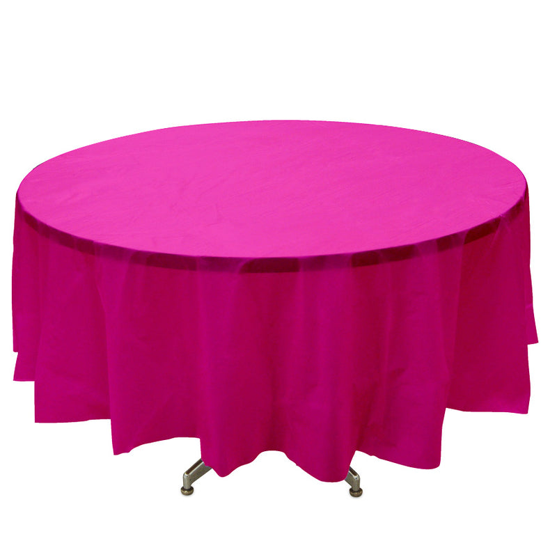 Round Plastic Table Cover - Fuchsia - Pack of 12 - Events and Crafts-Celebra