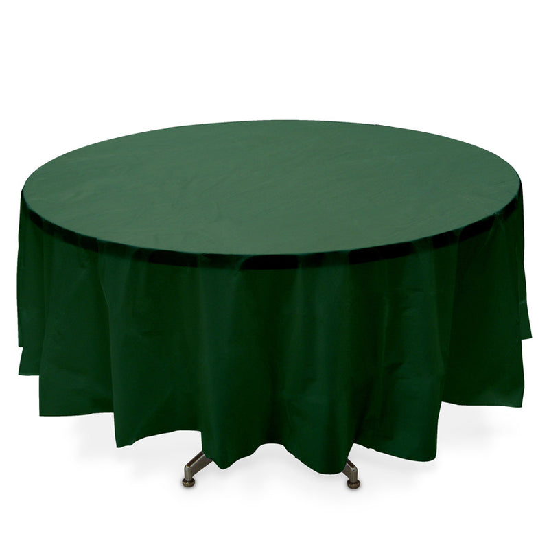 Round Plastic Table Cover - Hunter Green - Pack of 12 - Events and Crafts-Celebra
