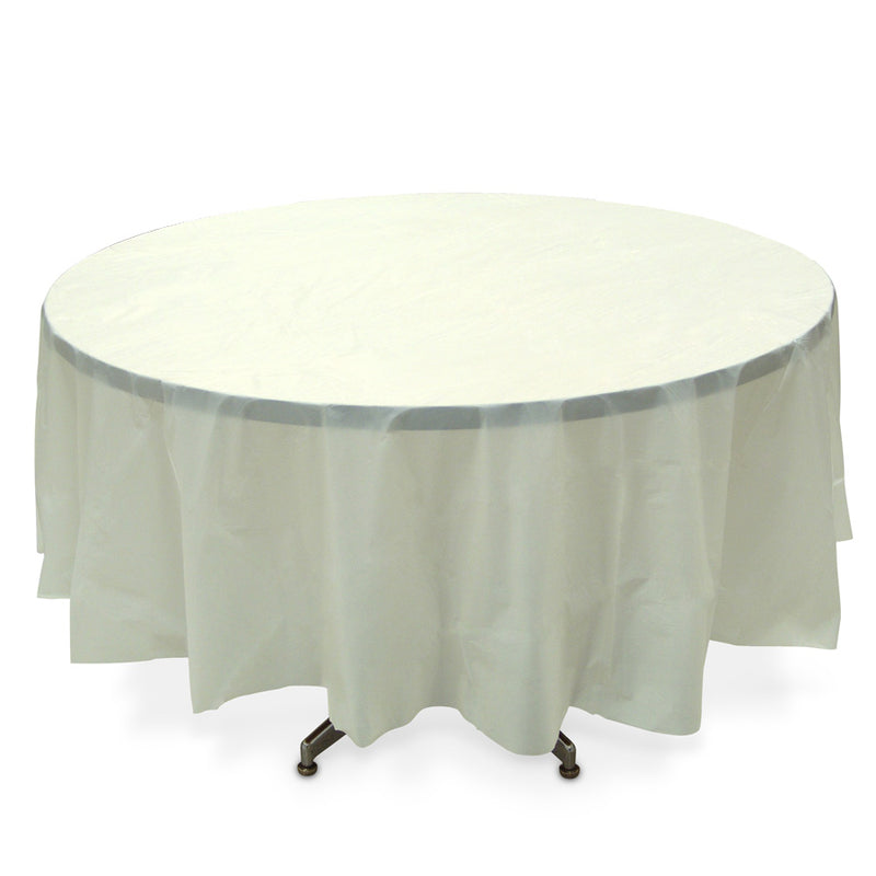 Round Plastic Table Cover - Ivory - Pack of 12 - Events and Crafts-Celebra