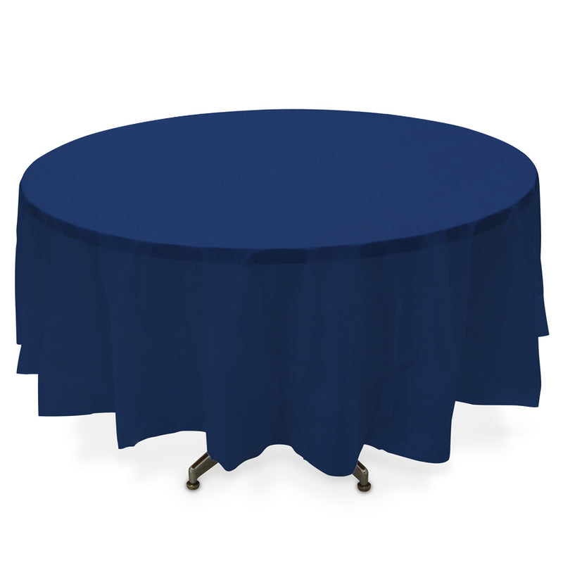 Round Plastic Table Cover - Navy - Pack of 12 - Events and Crafts-Celebra