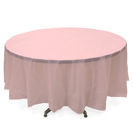 Round Plastic Table Cover 84" - Pink - Pack of 12