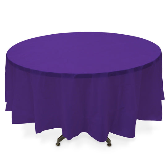 Round Plastic Table Cover 84" - Purple - Pack of 12