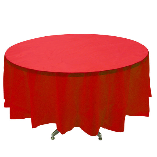 Round Plastic Table Cover 84" - Red - Pack of 12
