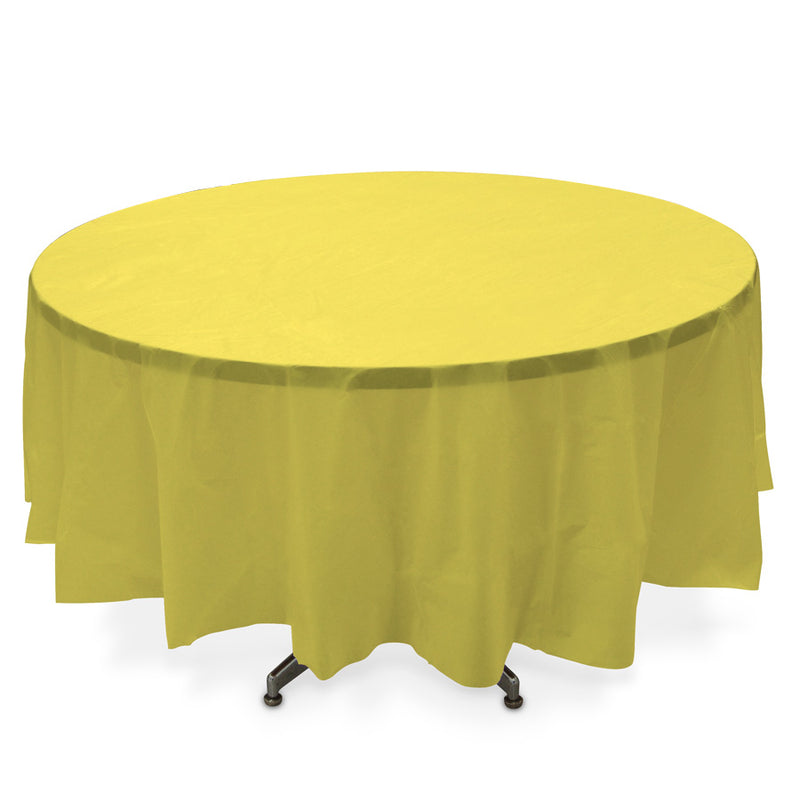 Round Plastic Table Cover - Yellow - Pack of 12 - Events and Crafts-Celebra
