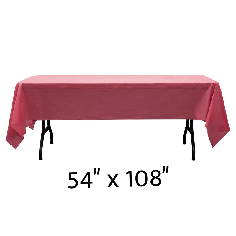 Rectangle Plastic Table Cover 54" x 108" Pack of 12 - Burgundy