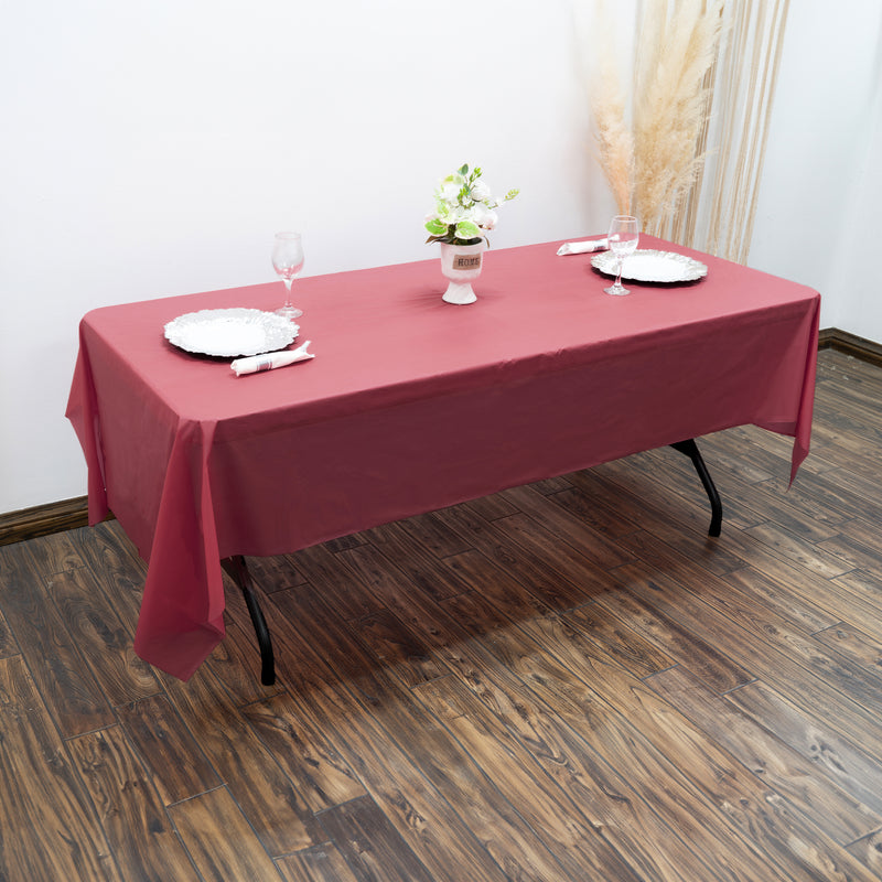 Rectangle Plastic Table Cover 54" x 108" Pack of 12 - Burgundy