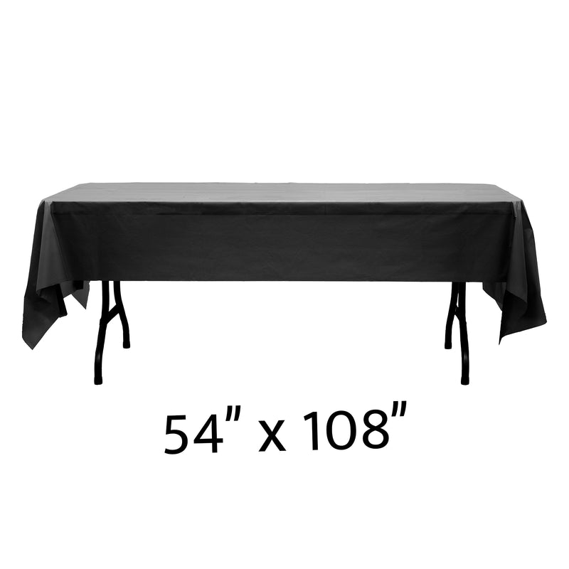 Rectangle Plastic Table Cover 54" x 108" Pack of 12 - Black