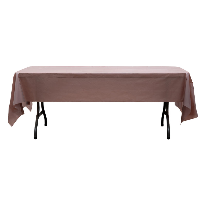 Rectangle Plastic Table Cover 54" x 108" Pack of 12 - Brown