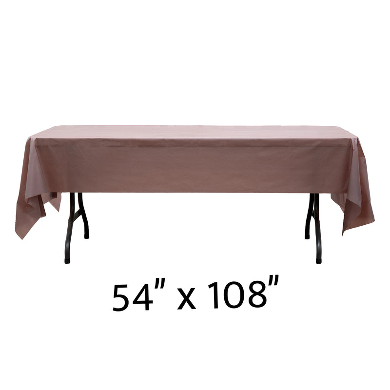 Rectangle Plastic Table Cover 54" x 108" Pack of 12 - Brown