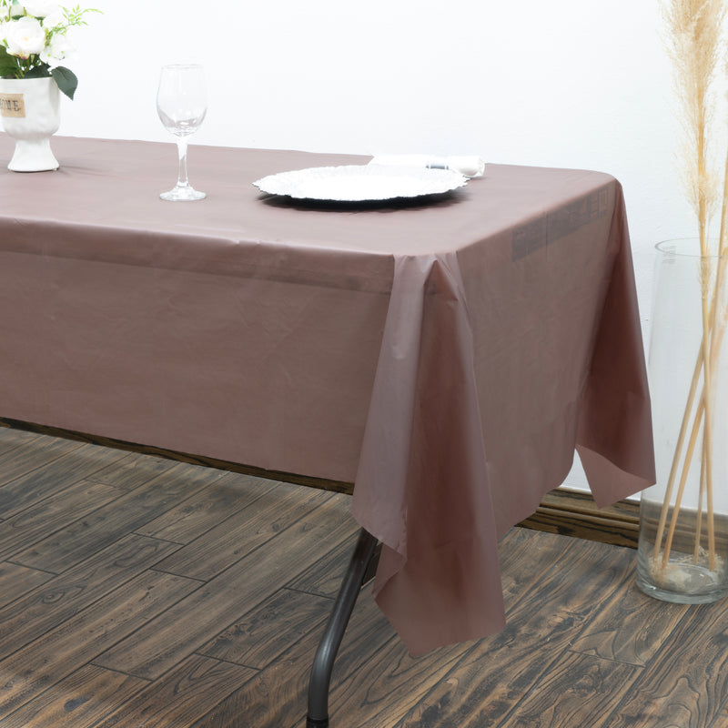 Rectangle Plastic Table Cover 54" x 108" Pack of 12 - Brown