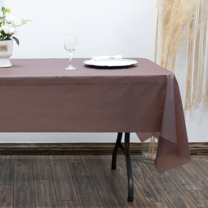 Rectangle Plastic Table Cover 54" x 108" Pack of 12 - Brown