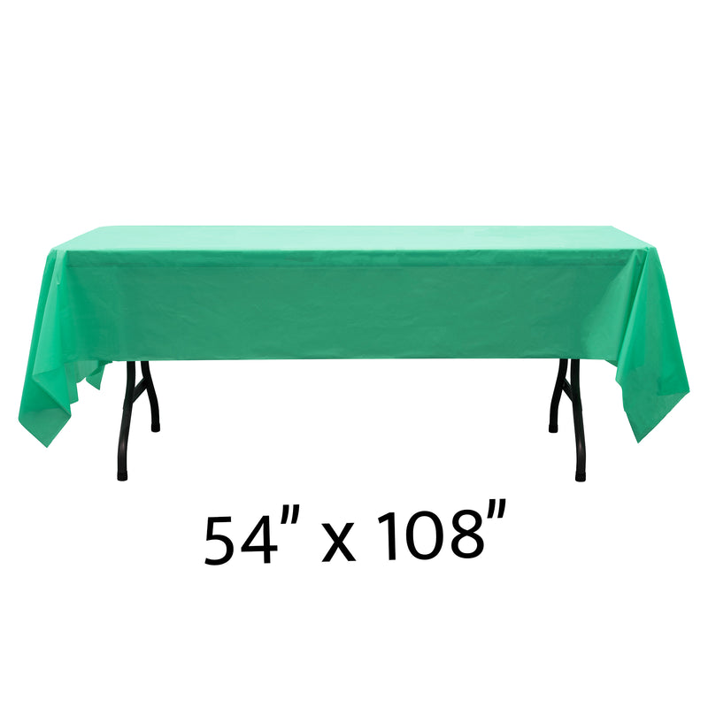 Rectangle Plastic Table Cover 54" x 108" Pack of 12 - Emerald Green