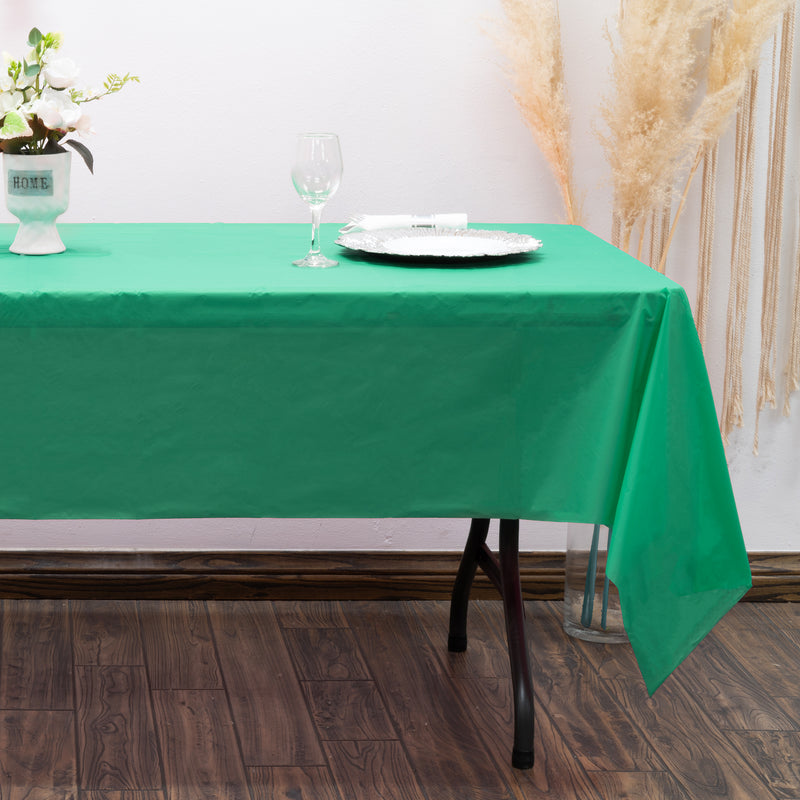 Rectangle Plastic Table Cover 54" x 108" Pack of 12 - Emerald Green