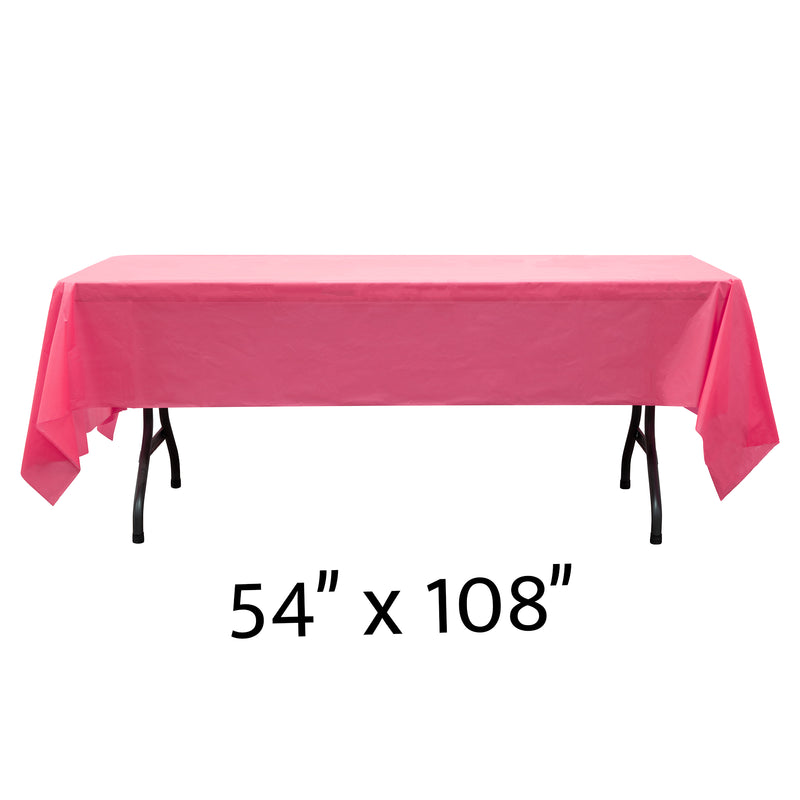 Rectangle Plastic Table Cover 54" x 108" Pack of 12 - Fuchsia