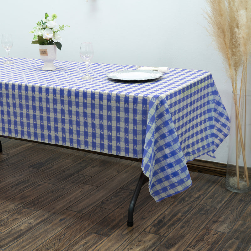 Plastic Table Cover Roll 40" x 100ft - Blue Gingham