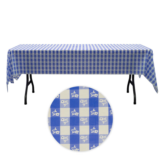 Rectangle Plastic Table Cover 54" x 108" Pack of 12 - Blue Gingham
